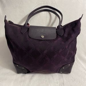 Longchamp Women’s purple leather/nylon canvas tote